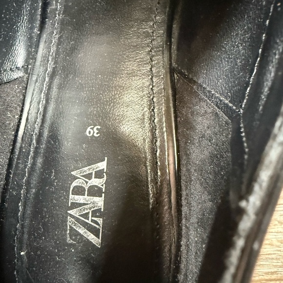 Zara Shoes Womens sz:8.5 Black Patent Oxford Platform Chunky Dark Academia Goth - Picture 6 of 9